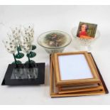 Mixed items, to include, picture frames, set of six wine glasses, two glass bowls etc. (qty)