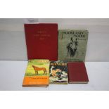 Books, including fiction novels, equestrian books, Percy's Pony Annual 1953, Bambi, and others (