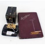 Eastman Kodak Beau Brownie camera, Lesney pin dish with car decoration, cigarette card album
