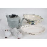 Seven metal delft style bowls, together with a Masons 'Regency' tureen and cover, a Victorian