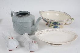 Seven metal delft style bowls, together with a Masons 'Regency' tureen and cover, a Victorian