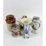 Pair of Dutch Delft vases, together with a further Dutch Delft vase, Bernardaud Limoges ashtray,