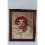 J. Gulikers?, portrait study of a clown, signed oil on canvas, housed within a mahogany frame, image