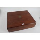 Oak cutlery box, having hinged lid, containing pewter hip flask, faux tortoiseshell box and cover,