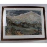 JR, mountainous landscape scene, initialled watercolour on traditional paper, dated '70, housed in a