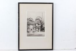 A.J. Meyer, the Saracens Head Kings Norton, signed etching, numbered 36/120, housed in an ebonised