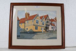 David W. Griggs, Lavenham street scene, signed watercolour, housed within a wooden and glazed frame,