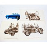 Car prints, to include four The Gordon Davies Collection prints depicting MGs, 1931 Austro-