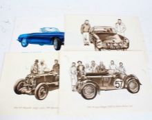 Car prints, to include four The Gordon Davies Collection prints depicting MGs, 1931 Austro-