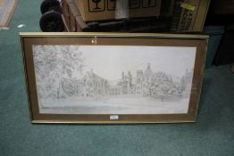 Print depicting Malvern College, limited edition 48 of 550, housed in a gilt and glazed frame, the