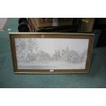Print depicting Malvern College, limited edition 48 of 550, housed in a gilt and glazed frame, the
