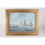 Robert Horne, "Dutch Barge approaching Harwich", signed oil on board, housed in a gilt frame, the