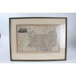 Pigot & Co Manchester, coloured map engraving, Suffolk, with depiction of Hadleigh Church to the
