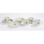 Four 19th Century Chinese porcelain cups, with three various matching dishes, all painted with