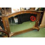 Over mantle mirror with beveled glass 128cm wide 86cm tall