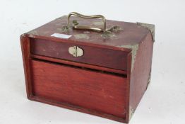 Chinese Mah-Jong set, housed within a hardwood and metal mounted box, having two drawers