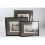 Three coloured engravings, "Ipswich from the Ostrich", housed in an ebonised glazed frame, the