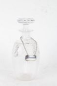 Cut glass decanter with a 19th century silver port label, 22cm high