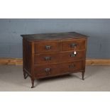 Art Nouveau style chest of two short and two long drawers, with cast foliate backplates to the