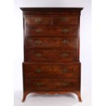 19th Century mahogany chest on chest, the Greek key cornice above two short and five long drawers