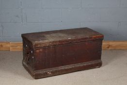 Victorian mahogany and brass bound cabin trunk, with hinged lid, 101cm wide
