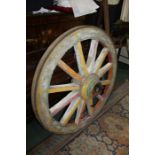 Southern Indian carriage wheel, in bright polychrome colours, 120cm wide