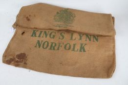 Seed sack, printed "MARSTERS SEEDS KINGS LYNN NORFOLK"