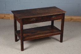 19th Century oak drop leaf table, raised on barley twist legs, 91cm wide and 73cm high, together