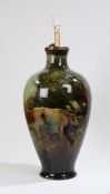 Early 20th Century Gouda pottery vase, now converted to a lamp, hand decorated by N. Maris, the