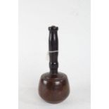 Lignum vitae carvers mallet, with white metal inlaid disc 'Warranted Superior', 24cm long