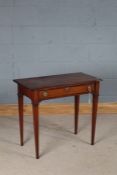 Victorian mahogany and marquetry inlaid side table, with frieze drawer, raised on square tapering