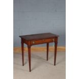 Victorian mahogany and marquetry inlaid side table, with frieze drawer, raised on square tapering