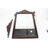 Georgian style mahogany fret mirror, with scrolled frame, 44cm wide, 67cm high (AF)