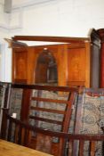Edwardian mahogany and marquetry inlaid wardrobe, the dentil inlaid pediment above an oval