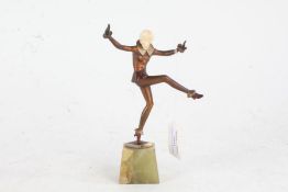 Josef Lorenzl (1892-1950), Art Deco cold painted bronze and ivory figure depicting a dancing lady