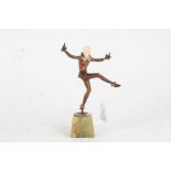 Josef Lorenzl (1892-1950), Art Deco cold painted bronze and ivory figure depicting a dancing lady