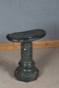 Grey marble pedestal, the kidney form top on a tapering waisted column and octagonal base, 54cm