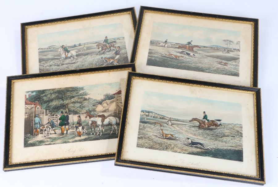 Set of four hunting prints after Henry Alken, Going Out, The Course, Soho, The Death, all housed