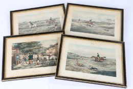 Set of four hunting prints after Henry Alken, Going Out, The Course, Soho, The Death, all housed