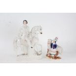 Victorian Staffordshire figure 'Prince of Wales', modelled on horseback, 33cm high, together with