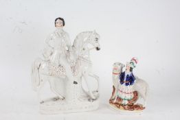 Victorian Staffordshire figure 'Prince of Wales', modelled on horseback, 33cm high, together with