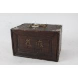 Early 20th century Chinese Mah-Jong set, housed within a hardwood and silvered metal mounted box,