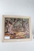 M Starr, horse and cart in a wooded landscape, signed oil on canvas, housed in a cream frame, the