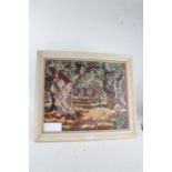 M Starr, horse and cart in a wooded landscape, signed oil on canvas, housed in a cream frame, the