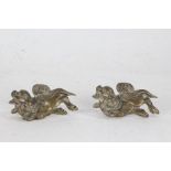 Pair of Chinese brass dragon mounts, 8cm wide