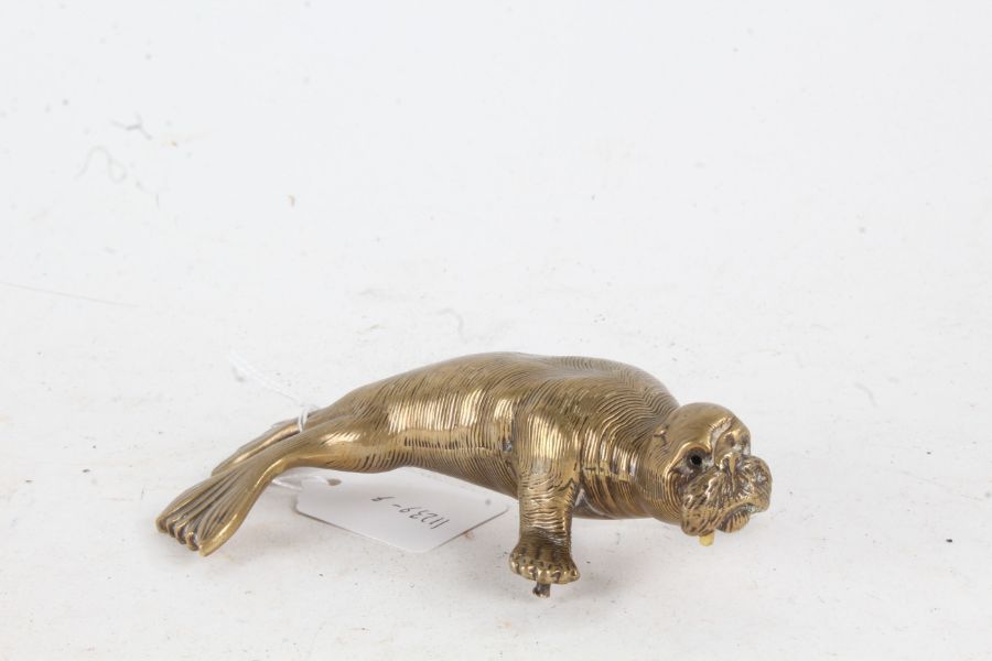 Early 20th Century gilt bronze walrus, 14cm long - TO BE COLLECTED BY CLIENT 20/9/21