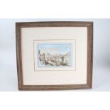 19th century Italian school, study of buildings in a mountainous landscape, pen, ink and