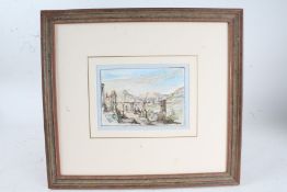 19th century Italian school, study of buildings in a mountainous landscape, pen, ink and