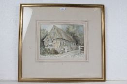 J. Haydn Jones, 20th Century, Old Barn, Buxhall Rectory, Suffolk, pencil signed watercolour,