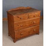 20th century pine chest, fitted two short over two long drawers, raised on bracket feet, 94cm wide